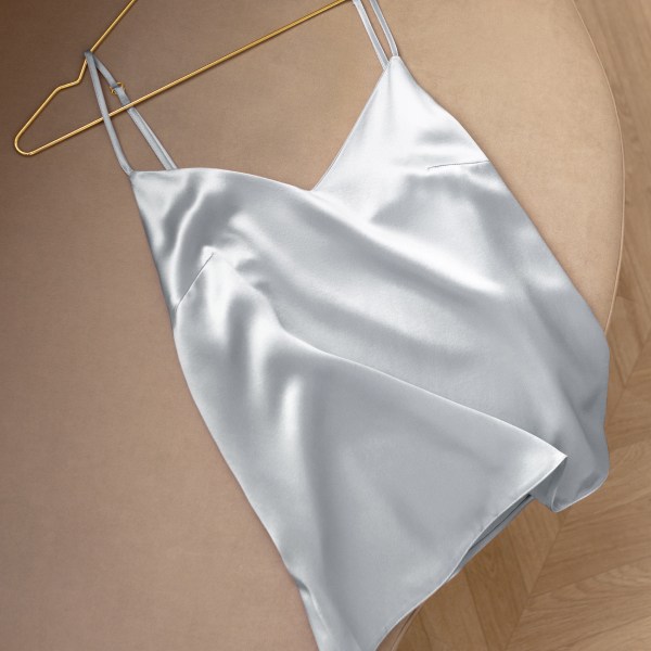 Топ шелковый  голубой 6